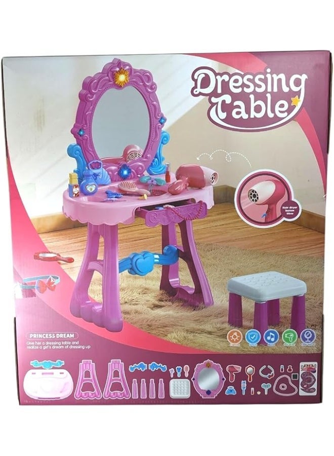 GTG TOYS Girls' musical dressing table with lights and mirror, pink - Image 1